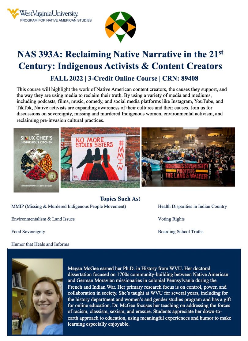 NAS 393A Reclaiming Native Narrative flier fall 2022